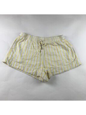 Universal Thread Yellow Lemon Striped Linen Blend Pull On Shorts L